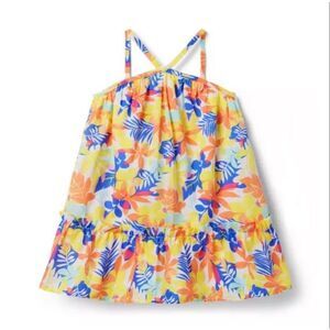 Janie and Jack Palm Floral Halter Sundress in Sunny Yellow Palm Floral Size 3T
